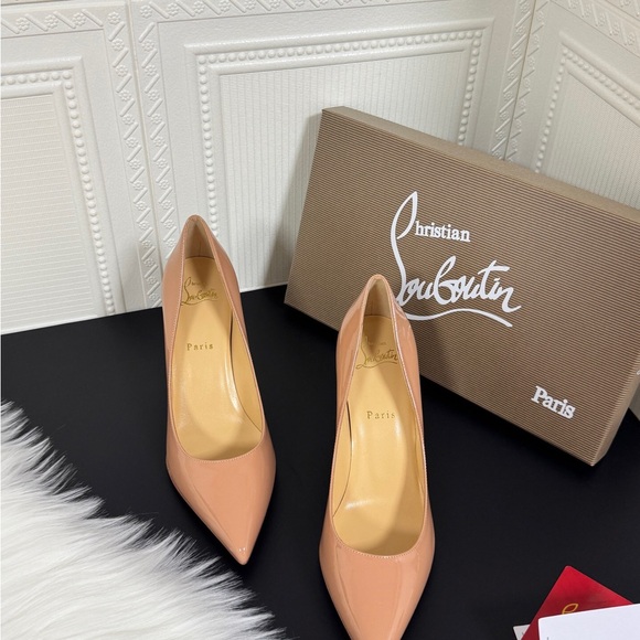 Christian Louboutin Shoes - Christian Louboutin Kate 85mm Peach Patent Leather Pointed-Toe Pumps